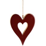Dekoratief | Hanger hart, bordeaux, hout/enamel, 16x2x21cm | A268206