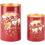 Dekoratief | Set 2 Waxinelichthouders 'Santa's Night', rood/goud, metaal, 12x12x20cm | A268193