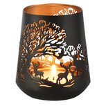 Dekoratief | Theelichthouder 'In the Night', zwart/goud, metaal, 10x10x12cm | A268184