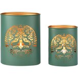 Dekoratief | Set 2 Waxinelichthouders 'Deer in Love', groen/goud, metaal, 16x12x20cm | A268179