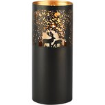 Dekoratief | Waxinelichthouder 'Wild Deer', zwart/goud, metaal, 13x13x30cm | A268174