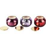 Dekoratief | Geurkaars rood/paars/roze/goud, glas/wax, 8x8x7cm, set van 3 stuks | A268152