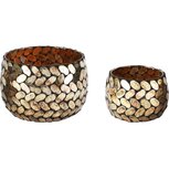 Dekoratief | Set 2 theelichthouders 'Mirror Pebbles', glas, 13x13x8cm | A268140