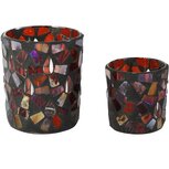 Dekoratief | Set 2 theelichthouders 'Midnight Glow', glas, 10x10x13cm | A268138