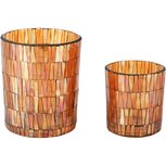 Dekoratief | Set 2 theelichthouders 'Burnt Orange', glas, 10x10x13cm | A268137