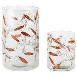 Dekoratief | Set 2 theelichthouders 'Earthy Sprigs', glas, 13x13x20cm | A268134
