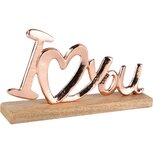 Dekoratief | Deco 'I Love You', ros?/naturel, aluminium/hout, 23x5x14cm | A268084