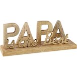 Dekoratief | Deco 'Papa is the Best', goud/naturel, aluminium/hout, 26x7x10cm | A268082