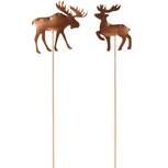 Dekoratief | Tuinprikker eland, brons, metaal, 10x1x32cm, set van 2 stuks | A268064