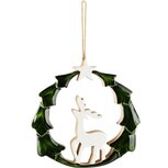 Dekoratief | Hanger rendier m/ster, groen/wit, hout, 20x3x20cm | A268041