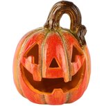 Dekoratief | Deco pompoen halloween, oranje, keramiek, LED, 12x12x15cm | A265026