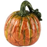 Dekoratief | Deco pompoen, oranje/groen, keramiek, 15x14x17cm | A265028