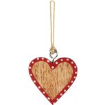Dekoratief | Hanger hartje, naturel/rood, hout, 5x1x5cm | A268033