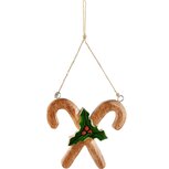 Dekoratief | Hanger zuurstokken, naturel/groen, hout, 11x1x10cm | A268029