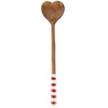 Dekoratief | Lepel hart, naturel/wit/rood, hout/enamel, 8x2x36cm | A268020