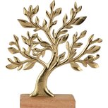 Dekoratief | Deco levensboom op voet, goud/naturel, metaal/hout, 24x5x28cm | A268016