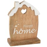 Dekoratief | Deco huisje 'Happy Home', naturel/wit, hout, 12x5x17cm | A268012