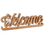 Dekoratief | Deco 'Welcome', naturel/wit, hout, 39x3x13cm | A268003