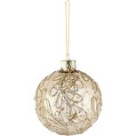 Dekoratief | Hanger bal m/takjes, champagne, glas, 8x8x8cm | A265995