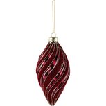 Dekoratief | Hanger ornament gestreept, bordeaux/goud, glas, 6x6x13cm | A265990
