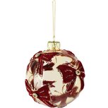 Dekoratief | Hanger bal m/strikjes, bordeaux/transparant, glas, 8x8x8cm | A265989