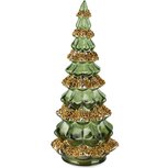 Dekoratief | Deco boomje, groen/goud, glas, roterend, LED, 14x14x33cm | A265981