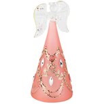 Dekoratief | Engeltje m/hartje, roze/goud, glas, LED, 7x7x16cm | A265979