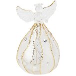 Dekoratief | Engeltje m/ster, transparant/goud, glas, LED, 8x8x12cm | A265976