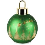 Dekoratief | Deco kerstbal, groen, glas, roterend, LED, 15x15x20cm | A265973