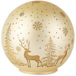 Dekoratief | Deco bol 'Winter Forest', creme/goud, glas, roterend, LED, 15x15x15cm | A265967