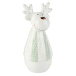 Dekoratief | Deco rendier gestreept, wit/groen, dolomiet, 7x7x15cm | A265964