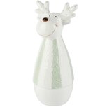 Dekoratief | Deco rendier gestreept, wit/groen, dolomiet, 10x10x20cm | A265963