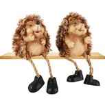 Dekoratief | Egeltje m/hangbeentjes, bruin, resina, 6x6x7cm, set van 2 stuks | A265941