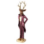Dekoratief | Deco rendier staand, bordeaux/goud, resina, 9x6x27cm | A265930