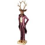 Dekoratief | Deco hert staand, bordeaux/goud, resina, 9x6x33cm | A265929