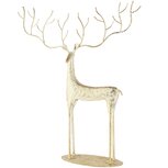 Dekoratief | Deco hert staand m/gewei, goud/wit, metaal, 47x10x45cm | A265170