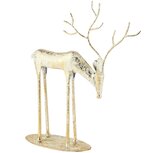 Dekoratief | Deco hert staand, goud/wit, metaal, 24x8x30cm | A265169