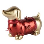 Dekoratief | Deco hond 'Charlie', goud/rood, TC, 18x7x12cm | A265924