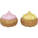 Dekoratief | Snoepdoos nic-nac, roze/geel, resina, 18x18x13,5cm, set van 2 stuks | A265911
