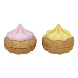 Dekoratief | Snoepdoos nic-nac, roze/geel, resina, 14x14x10,5cm, set van 2 stuks | A265910
