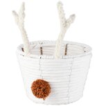 Dekoratief | Mandje m/gewei, wit, papier/polyester, 18x18x24cm | A265901