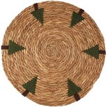 Dekoratief | Placemat rond m/sparren, naturel/groen, gras/katoen, 40x40cm | A265900