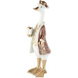 Dekoratief | Eend staand m/cadeautje, wit/goud, resina, 11x12x34cm | A265898