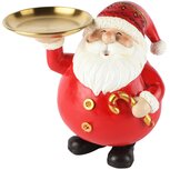 Dekoratief | Santa staand m/dienblad, rood/goud, resina, 19x15x18cm | A265897