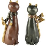 Dekoratief | Deco poes m/sjaal, groen/bruin, resina, 8x7x20cm, set van 2 stuks | A265887