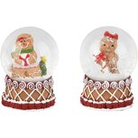 Dekoratief | Waterbol m/cookie, bruin/rood, resina/glas, 5x5x6cm, set van 2 stuks | A265878
