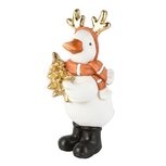 Dekoratief | Wintergans m/boompje, wit/oranje/goud, resina, 8x11x23cm | A265875