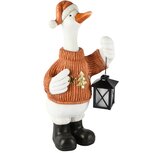 Dekoratief | Wintergans staand m/lantaarn, magnesium, LED, 20x19x45cm | A265874