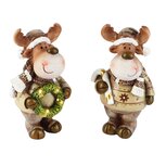 Dekoratief | Rendier staand m/krans/zuurstok, resina, 5x5x10cm, set van 2 stuks | A265116