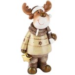 Dekoratief | Rendier staand m/ster, bruin/groen, resina, 11x8x22cm | A265114